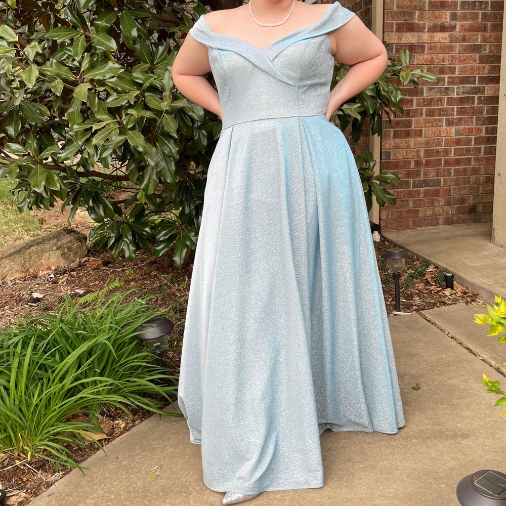 Blue Glittery Prom Gown